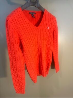Lauren Ralph Lauren cable v neck sweater.